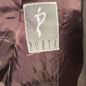 Porta Men's Vintage Blazer Jacket Size 48R Standard Brown Herringbone Formal